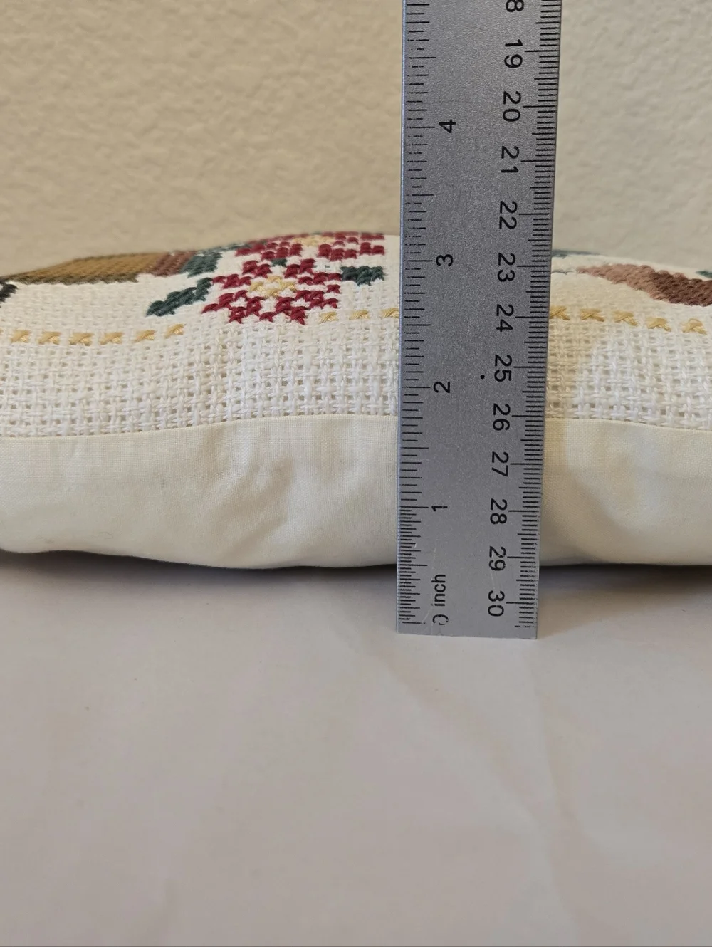 Vintage Needlepoint Santa Pillow Gardening Theme Accent Decor Christmas Holiday